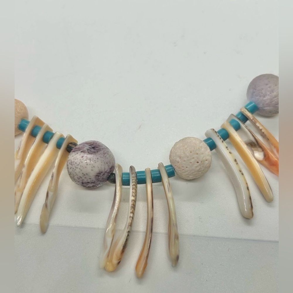 Vintage Turquoise Spiny Shell Bead Native American Heshi Beaded Necklace 23” - Picture 6 of 11